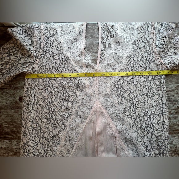 Free People Tell Tale Sheer Lace Pink and Cream Lace Tunic dress Victoriancore - Picture 8 of 9